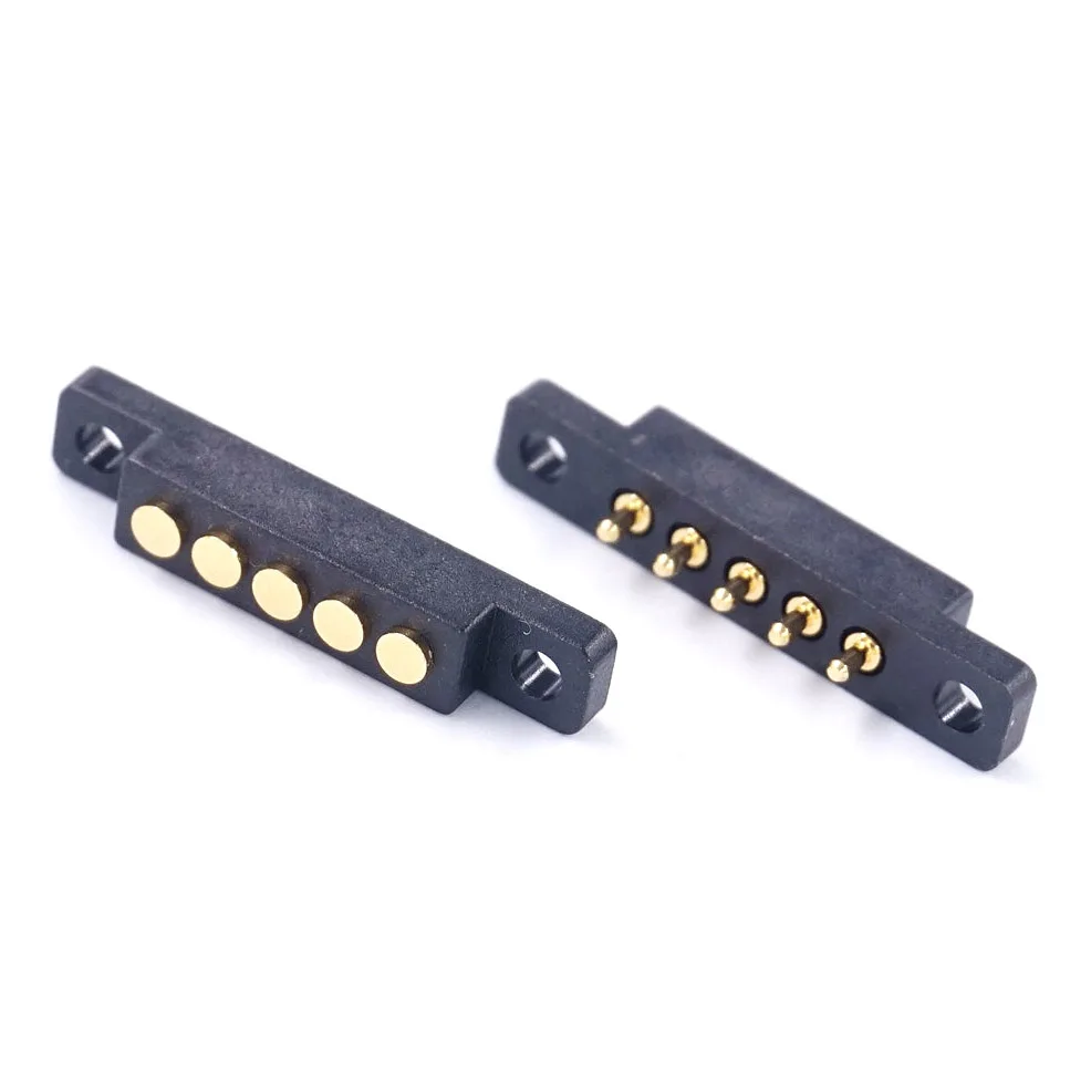 

1pcs 5pin POGO PIN spring pin connector 5P 2.54 mm male and female socket plug-in board with screw hole installation