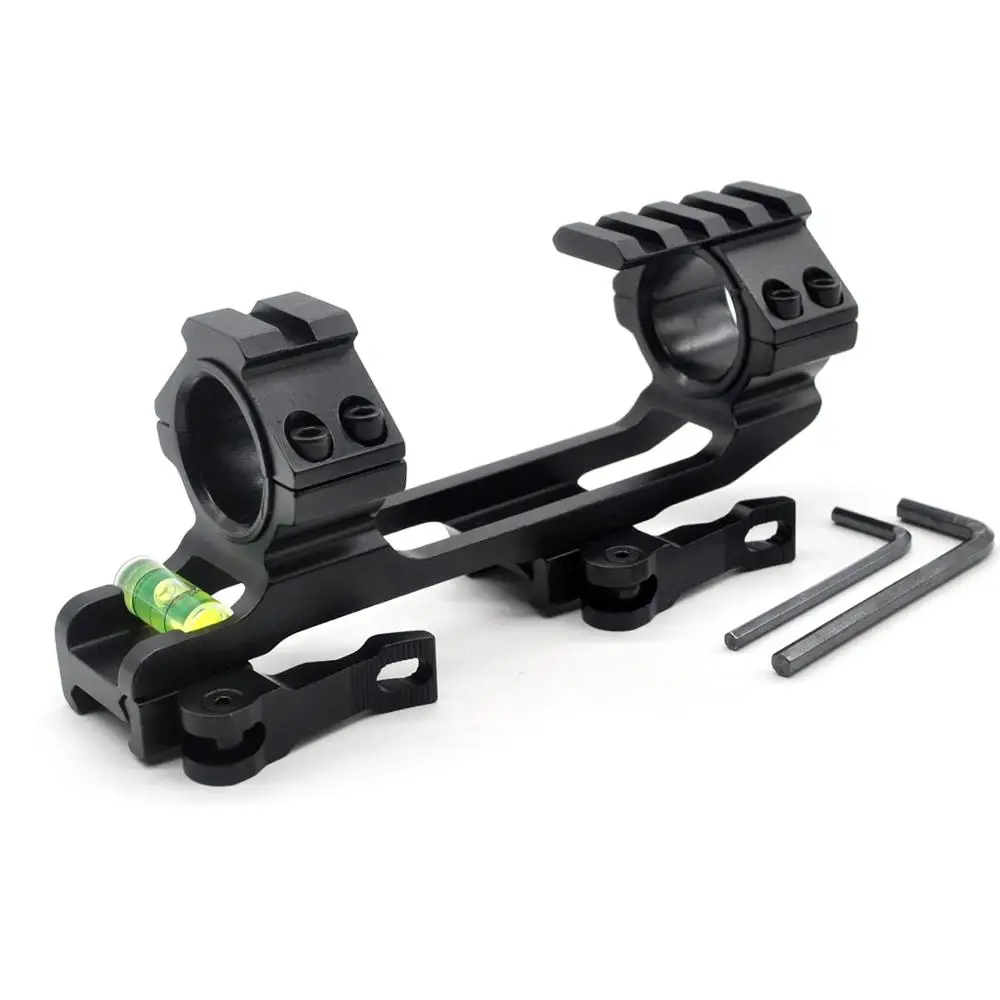 TriRock 30/25.4mm Tactical Cantilever Scope Mount w/Picatinny Tops and Bubble Level - 2-Inch OffsetQuick Release/Detach