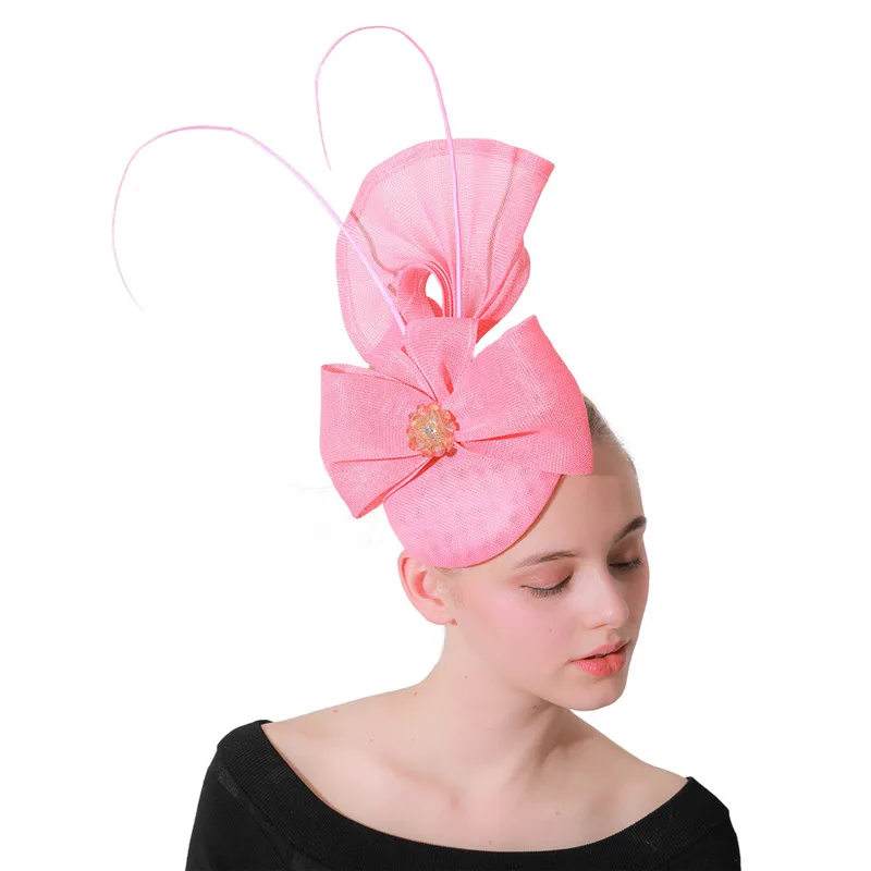 Nice Flower Fascinator Hats Fashion Bow Party Chapeau Cap Bride Women Wedding Chic Headwear With Hair Band Gril Hair Accessories