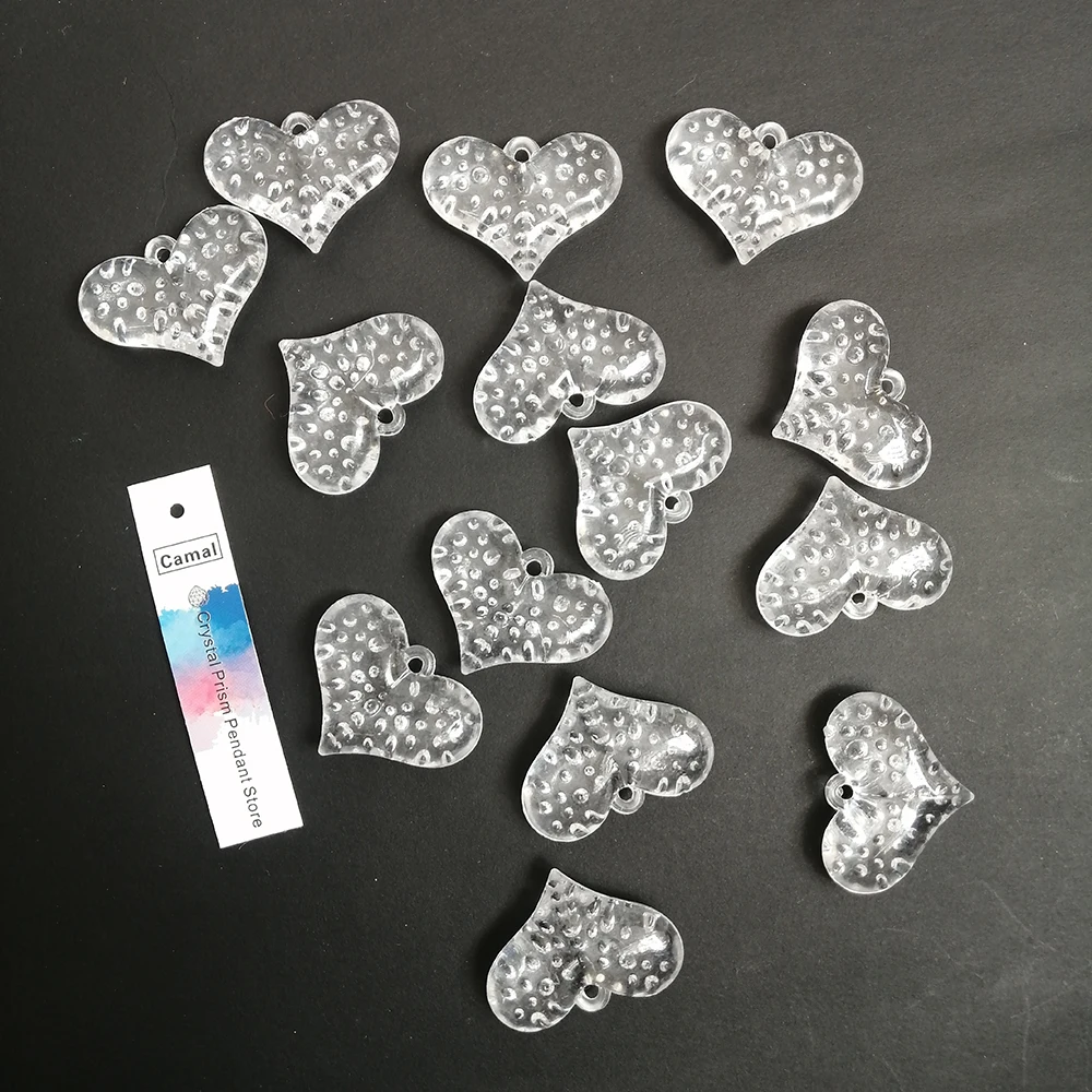 Camal 30pcs 37MM Acrylic Crystal Heart w/ Dot Pendant Chandelier Curtain Wedding Party Lighting Lamp Christmas Hanging