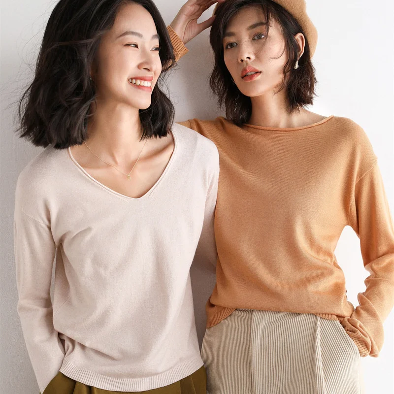 Women Sweaters Autumn Winter Korean Slim Pullover Women Basic Tops Casual Soft Knit Sweater Soft Warm Jumper Cashmere sweaters