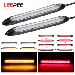 LEEPEE 2 Pcs/set Car LED Daytime Running Light Turn Signal Headlight Strip DRL Light Modified Streamer Strip Car Styling