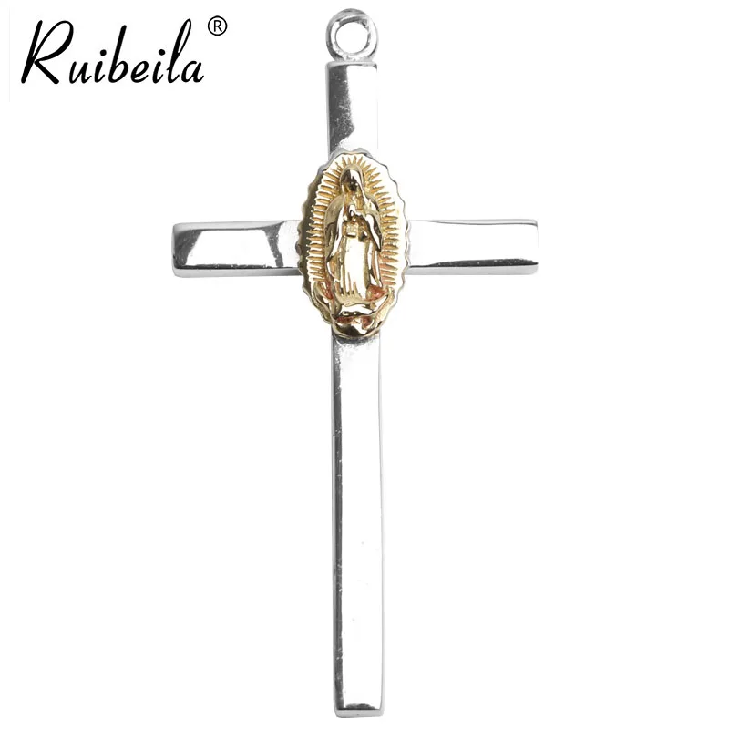 Ruibeila 925 Argent Croix Vierge Marie Pendentif Collier Hommes et Femmes Rétro Argent Sterling Envoyer des Amis