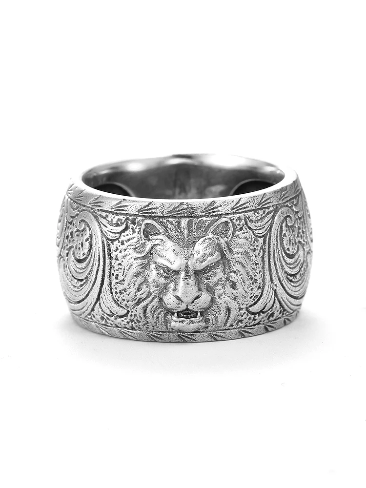 Ruibeila Dominatrice Lion Roi Bague Hommes S925 Argent Rétro Atmosphérique Motif Thai Bague En Argent Bijoux Cadeau