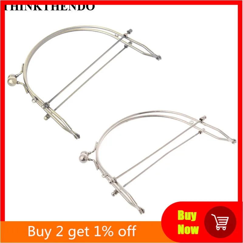 THINKTHENDO 1Pc Metal Half Round Frame Kiss Clasps Lock Purse Bag Handbag Handle Clutch