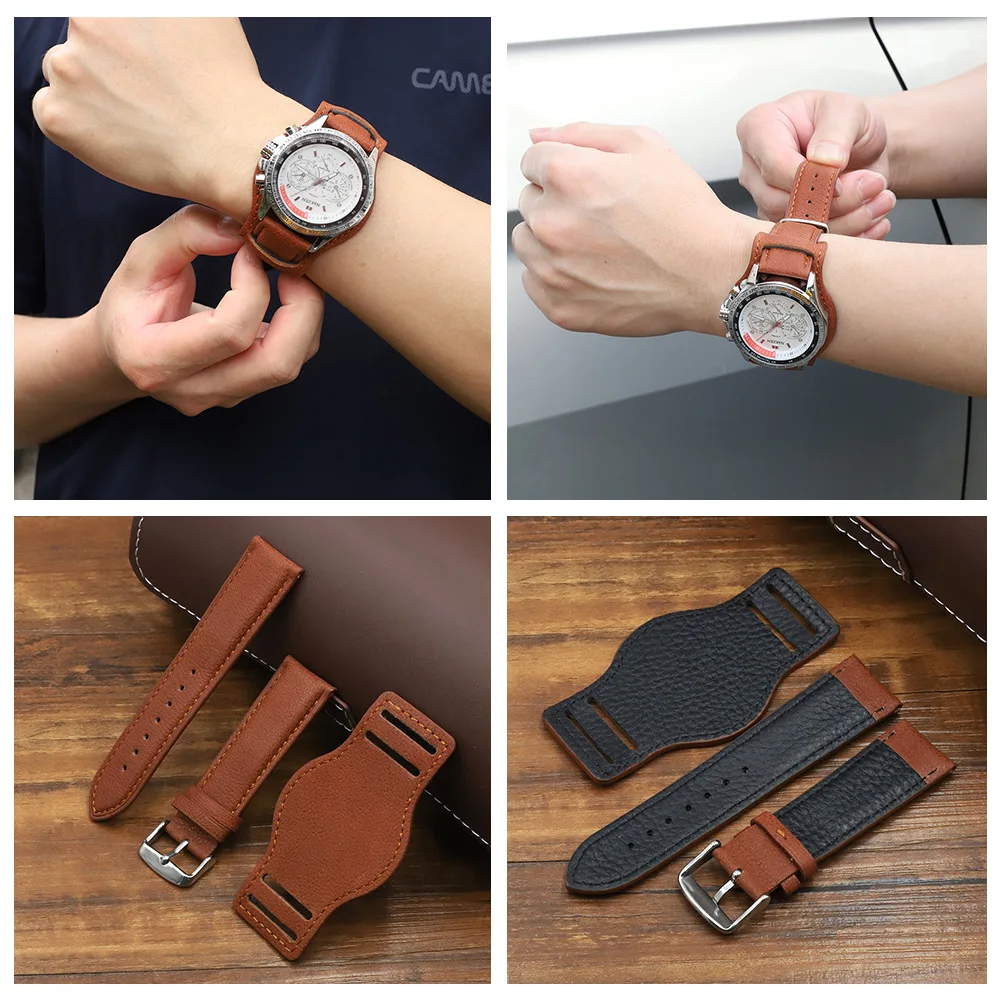 Cowhide Tray Watch strap 18mm 20mm 22mm watch band Anti-metal allergy leather watchbands UTHAI G18