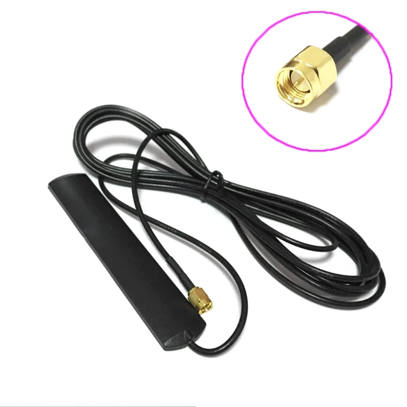 GSM Antenna Omni-Directional 700-2600MHZ Adhesive Mount SMA Male Connector Extension Cable for Car Vehicle Router