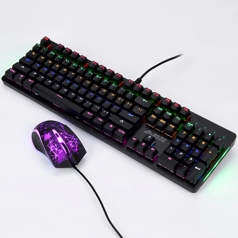 AJAZZ USB Wired Gaming Keyboard Mouse Set PC Rainbow Colorful LED Illuminated Backlit  Gamer Gaming Mouse and Keyboard Kit Home