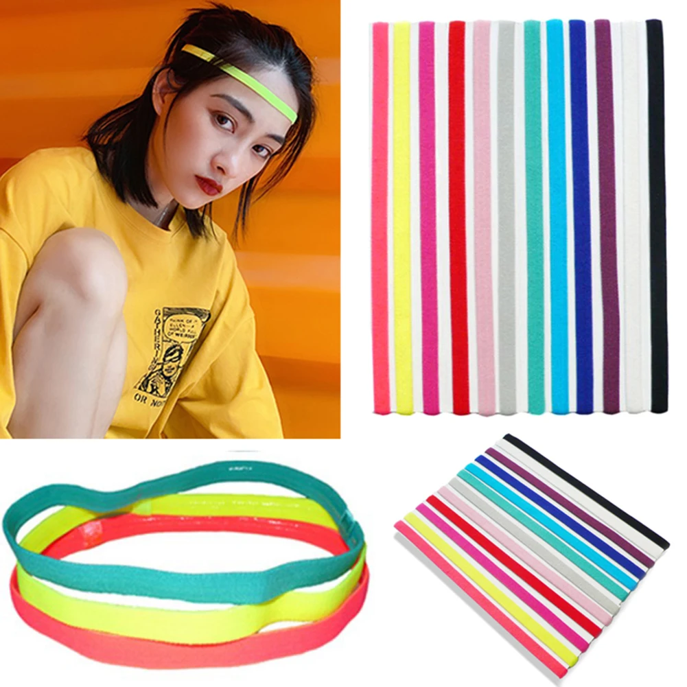 Candy Color Sport Headband Women Men Anti-slip Yoga Fitness Sweatband Elastic Rubber Band Girl Football Running Hair Accessories