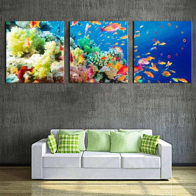 3 pieces Marine life diamond paint by numbers mosaic Fish and coral diy diamond embroidery full square round drillZP-3765