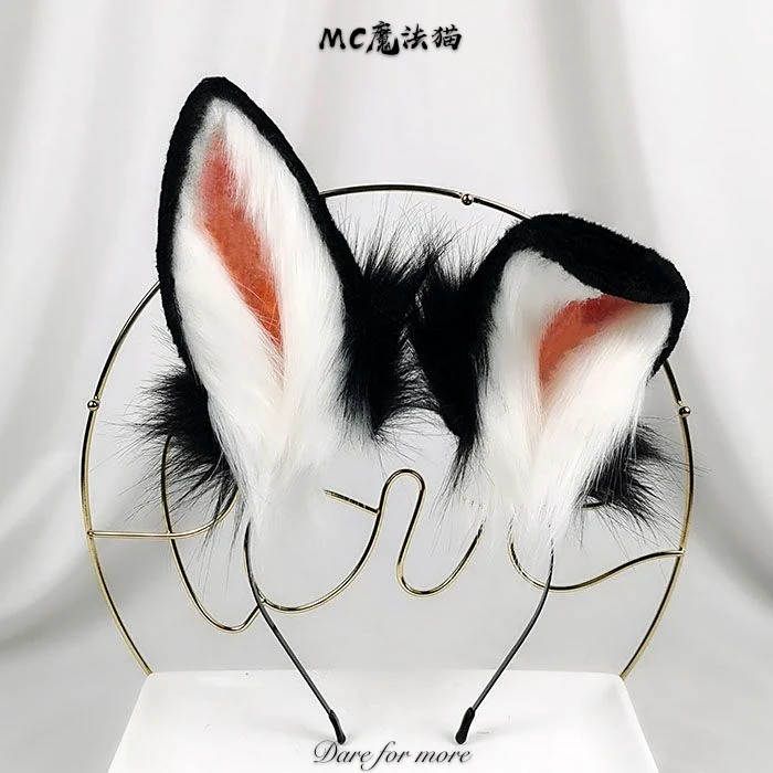 Folded rabbit headgear black rabbit simulation rabbit ears animal ears KC beast tail wolf ears fox ears headband COSPLAY