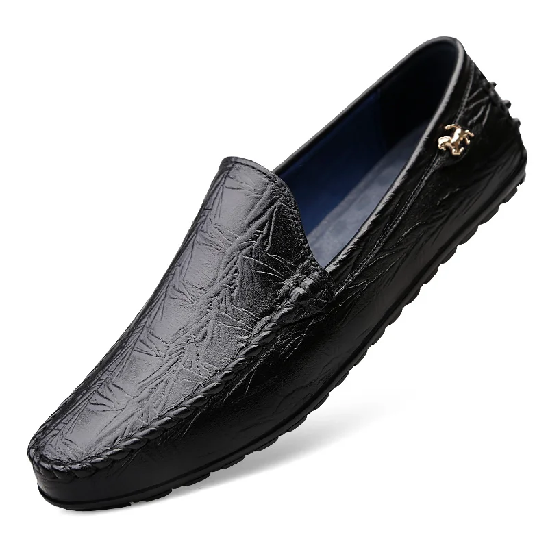 

Genuine Leather Men Casual Shoes Luxury Designer Mens Loafers Moccasins Breathable Light Soft Black Driving Shoes calzado hombre