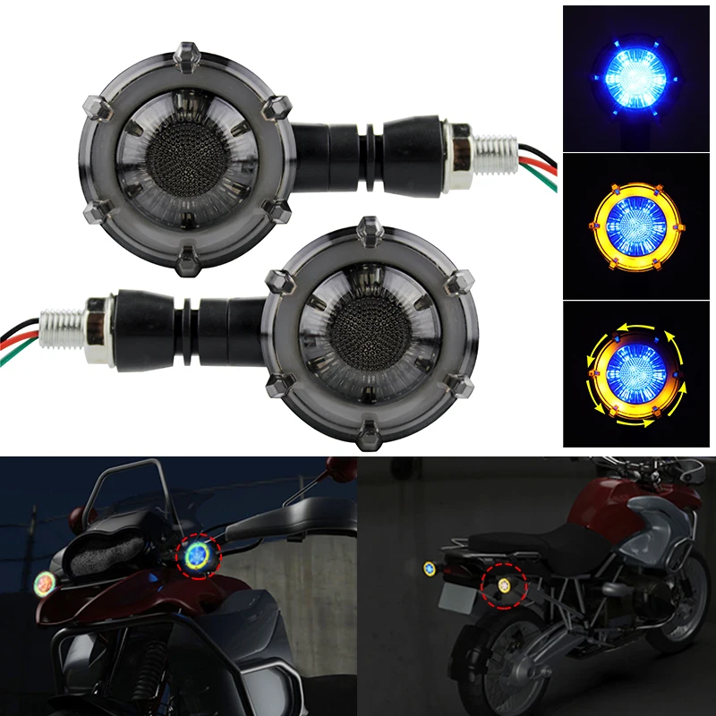 2PC Turn Signals Motorcycle Flasher Motorcycle LED DRL Motorbike Led Indicator Daytime Running Light Flowing Brake Strobe DC12V