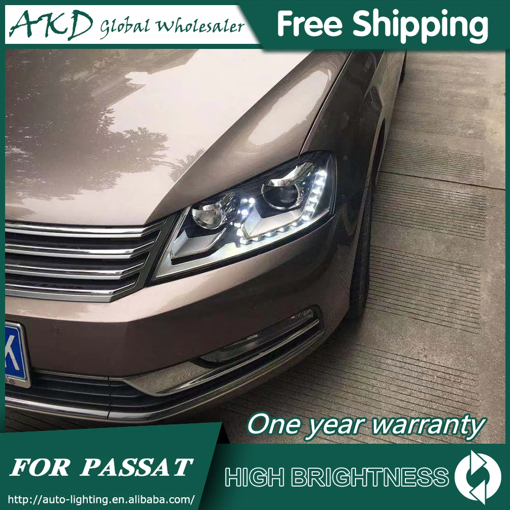 AKD Car Styling dla VW Passat B7 2012-2016 reflektory LED europa wersja LED DRL soczewki biksenonowe wysoka martwa wiązka Parking lampa przeciwmgielna