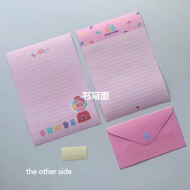 Cartoon Cute Bear Envelope Letter Paper Set Korean Ins Creative Kawaii Stationery Love Blessing Gift Invitation Letter Writable