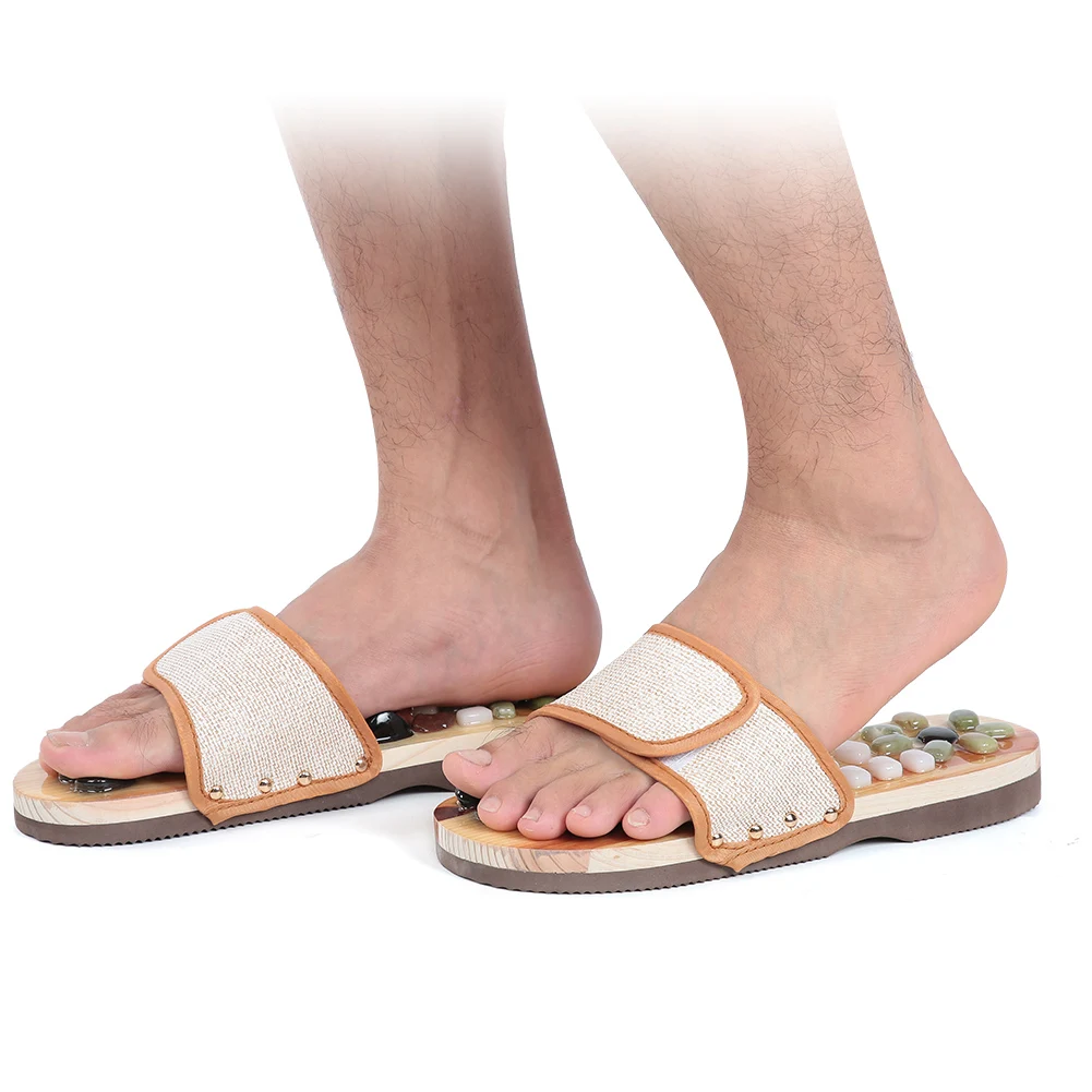 Pantofole per massaggio ai piedi in ciottoli di pietra di agata naturale Unisex a 2 colori allevia l'artrite fascite plantare agopunti massaggiatore nuovo