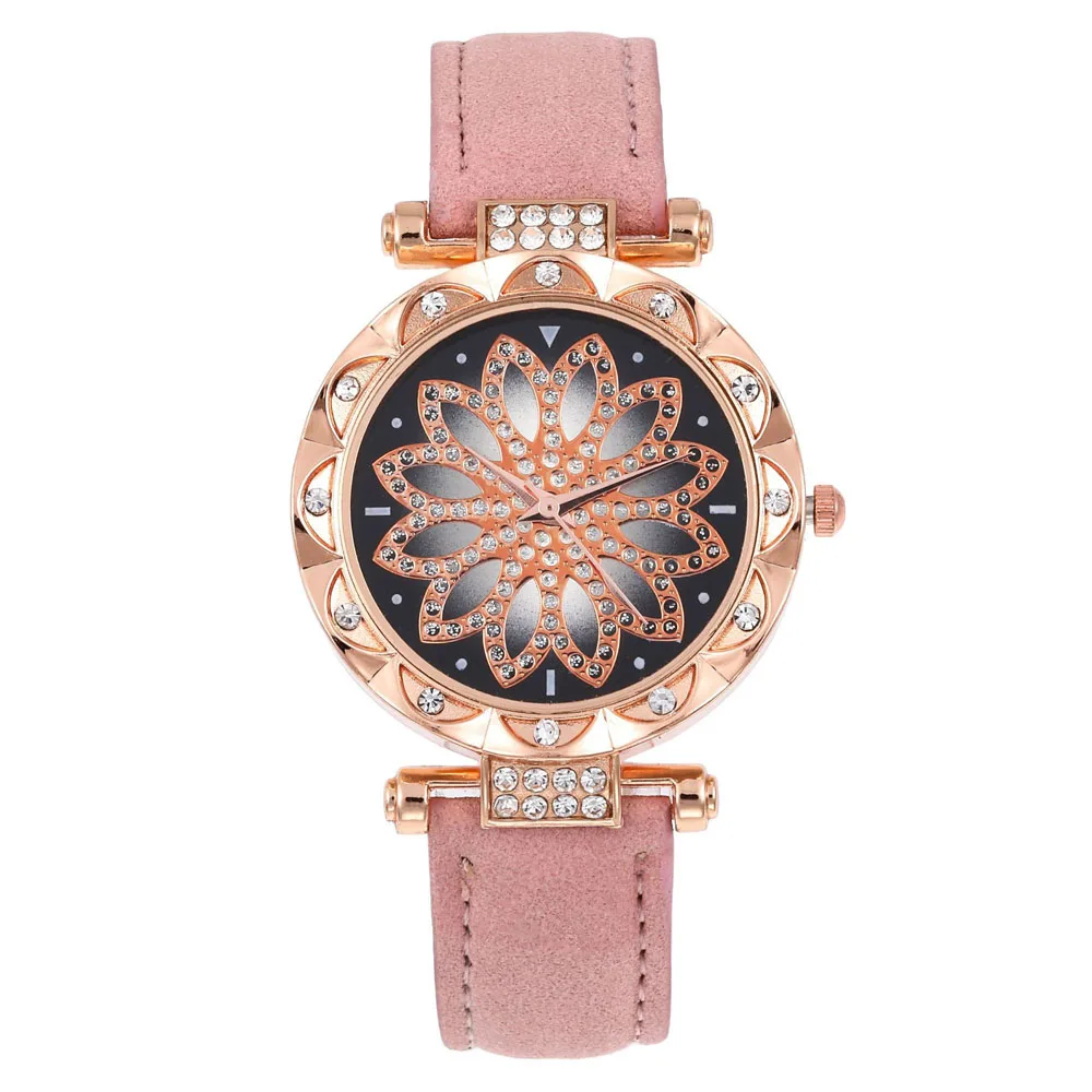 Women Starry Sky Watch Luxury Rose Gold Diamond Watches Ladies Casual Leather Band Quartz Wristwatch Female Clock Ladies Watch