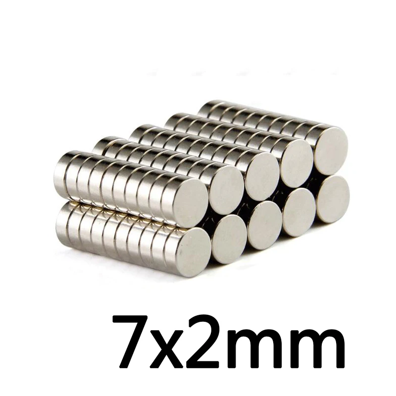 20/50/100pcs 7*2 mm Disc Neodymium magnet 7x2mm N35 Round NdFeB Dia 7x2 Powerful Strong Magnetic Magnets For Craft 7 mm x 2 mm