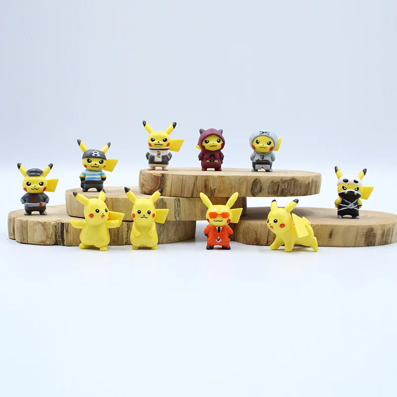 10pcs/Set Pokemon Anime Figure Cartoons Movie Mini Toy Doll Pikachu Cosplay Model Children Gift Birthday Christm Gifts