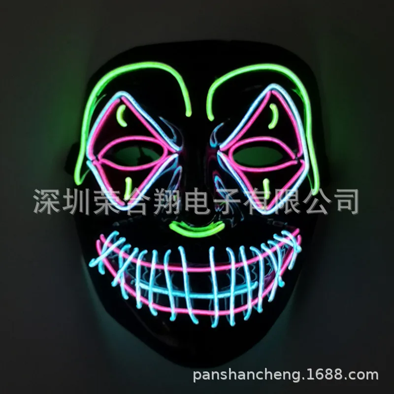 Cool Masquerade Film Festival Electric Syllable Party Luminous Mask LED Smiley Luminous Mask Halloween Creative EL Luminous Mask