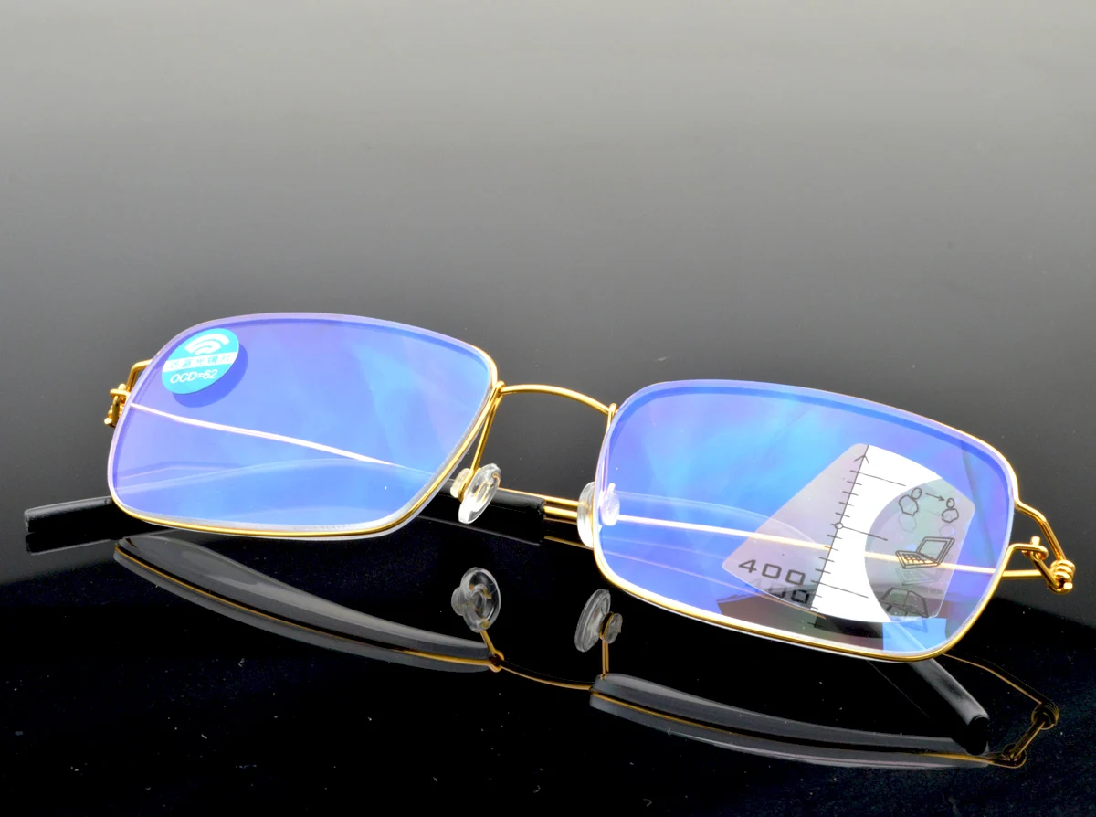 Limited! Designer Screwless Gold Titanium Alloy Anti Harmful Light Reading Glasses With Case For Men Women +1 +1.5 +2