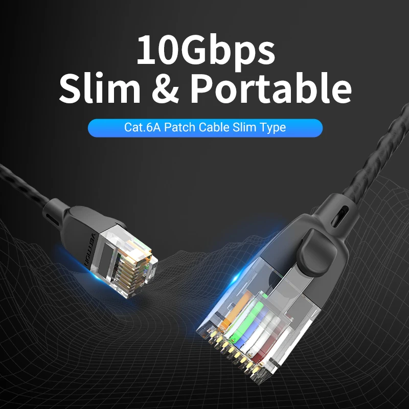 Vention Ethernet Cable Cat 6 A 10Gbps UTP RJ 45 Slim Ethernet Patch Cable Cat6 A Lan Patch Cord for Modem Cable Ethernet RJ45