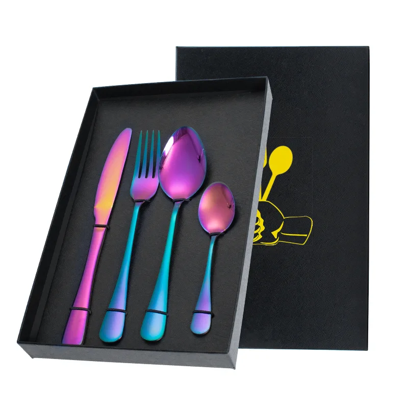 

4pcs Gold Dinnerware Set Stainless Steel Tableware Knife Fork Spoon Luxury Dinner Cutlery Set Kitchen Flatware Dishwasher Safe