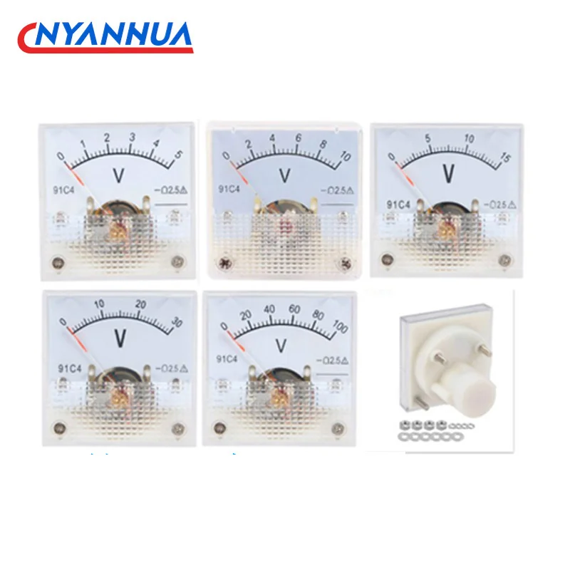 91C4 DC Voltmeter Analog Panel Voltage Meter 5V 10V 15V 20V 25V 30V 50V