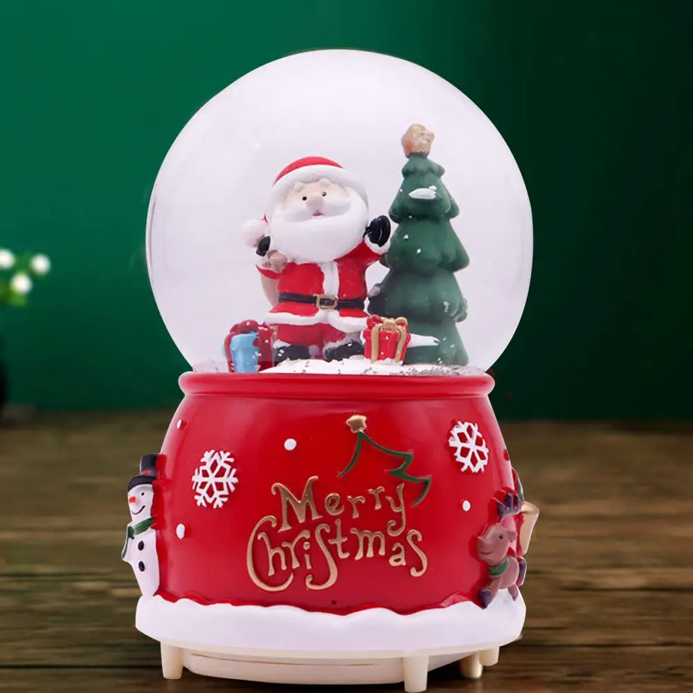 Globo de nieve decorativo de Santa Claus, adornos navideños de dibujos animados en 3D, globo de nieve de música en miniatura