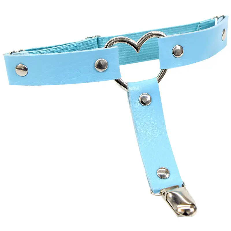 2019 Sexy Heart Punk Garters Belt PU Leather Elastic Leg Garter Belt Rock Accessory for Night Club Popular Women Girl Ring Gift