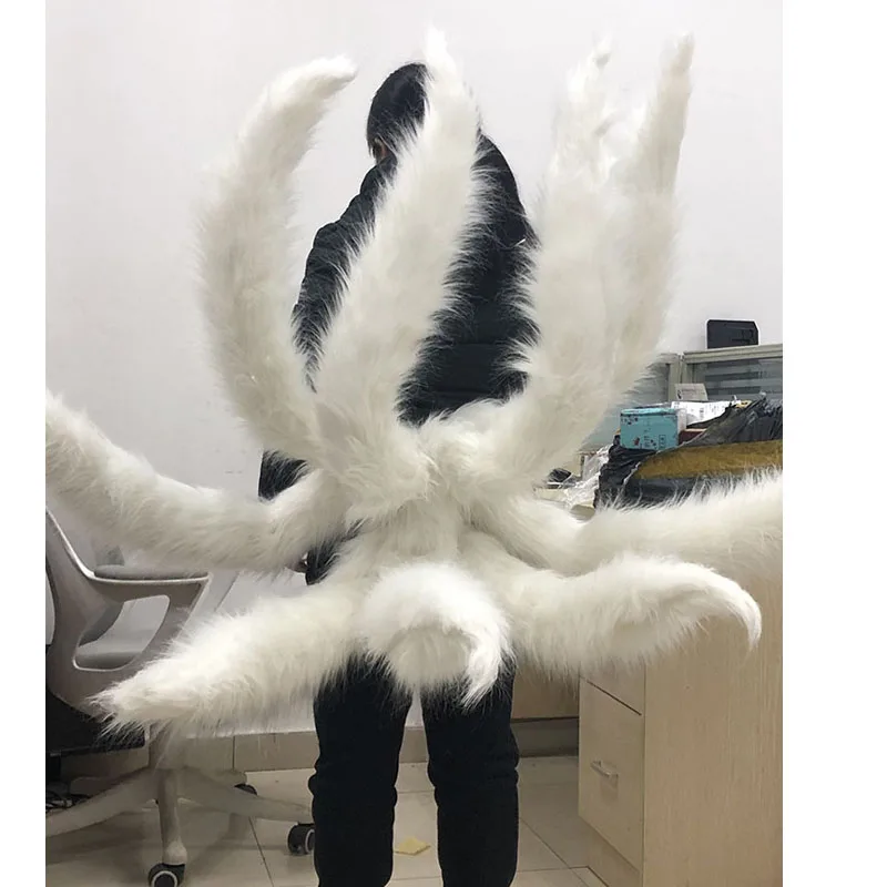 2021 New LOL Ari Nine-Tailed Fox Tail Pink White Nine Tails Cosplay Props can be Erected