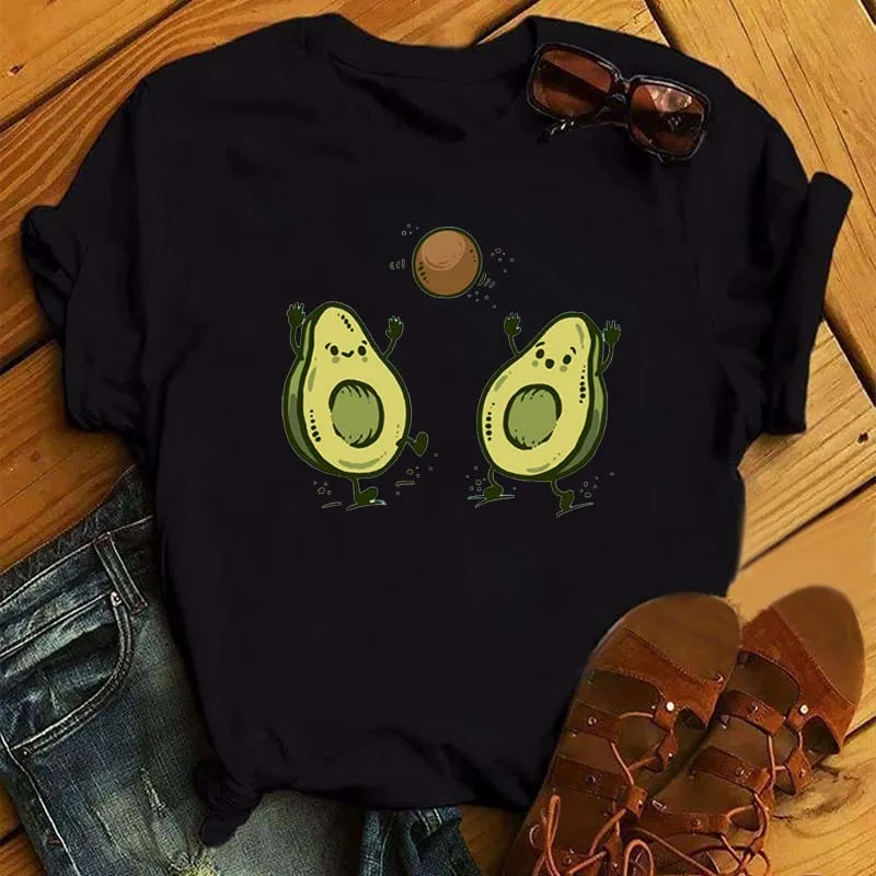 NONE Maycaur neue Frauen T-Shirts Sommer niedlich Avocado bedruckte Tops T-Shirts weibliche T-Shirt Kurzarm weiß T-Shirt für Dame lässige Tops 7