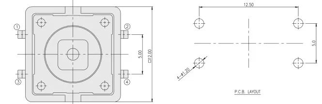 2Pcs Taiwan 12*12 patch 4 foot tact switch with hat button switch micro-button reset jog switch