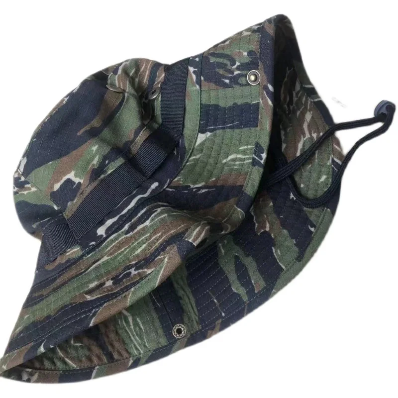 NEW Outdoor Sports Round Brim Hat Tactical Jungle Tiger Spot A-TACS Desert Digital MCAD Camouflage Color Sunscreen Hat