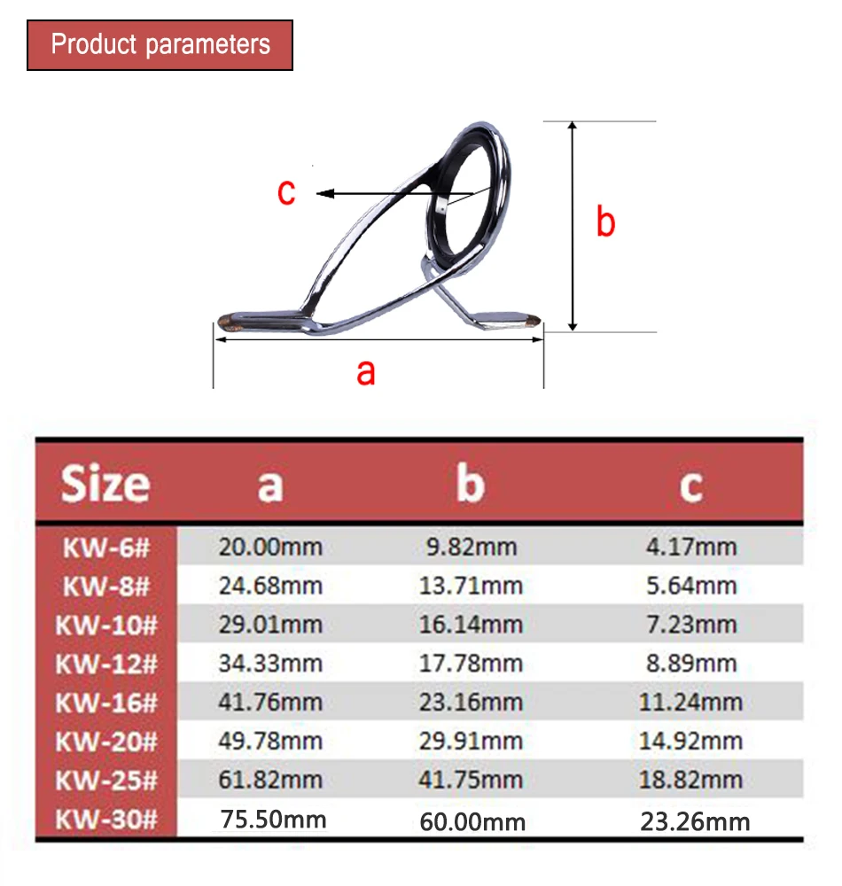 8pcs/set KW Fishing Rod Guide Ring Set Bracket Rod DIY Repair Renew Refit Replacement Pole Components Accessories Stick Crane