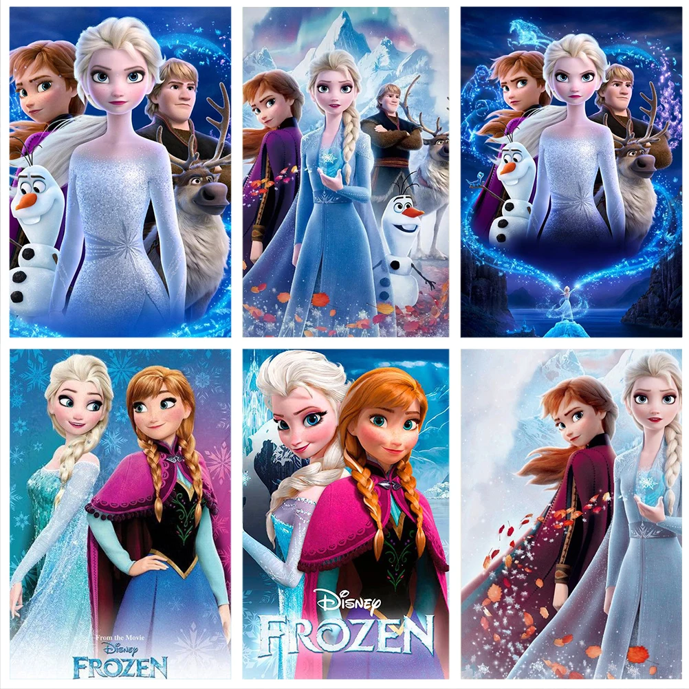 

Disney Cartoon Ice Sister Elsa Anna 5D DIY Diamond Painting Cross Stitch Full Square Round Diamond Embroidery Mosaic Home Decor