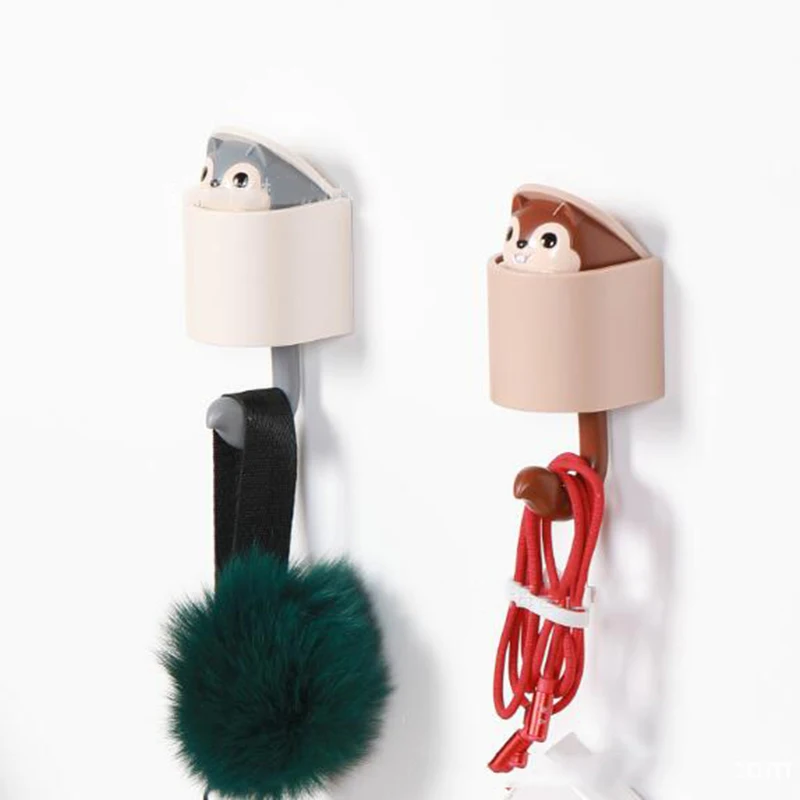 Squirrel Creative Strong Viscose Wall Hanging Cute Cartoon Kitchen Dress Hat Decorative Hook