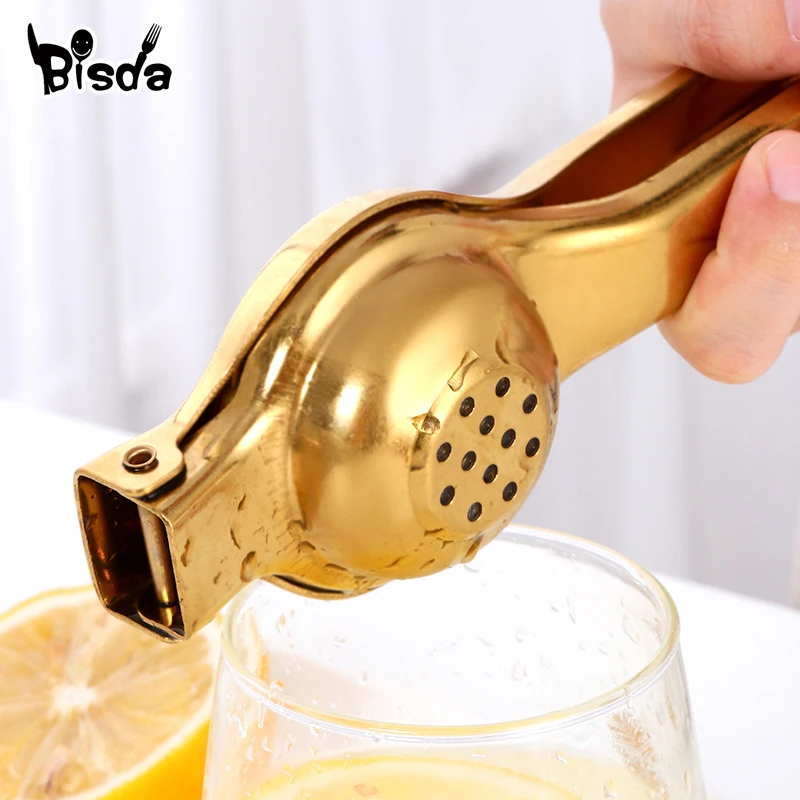 1PC Stainless steel Lemon Squeezer Golden Manual Fruit Juicer Household Orange Clip With Hand Press Kitchen Utensils