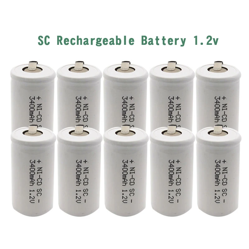 

24/28/40pcs SC Battery 3400mAh 1.2V 22*42 Ni-CD Rechargeable Batteries with Extension Cord for Electric Drill Screwdriver