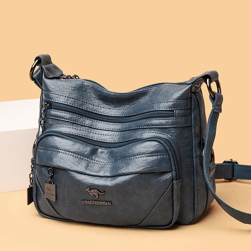 Sacs à bandoulière en cuir souple pour femmes, sacoche classique multicouche de bonne qualité, sac à main et bourse de luxe de styliste