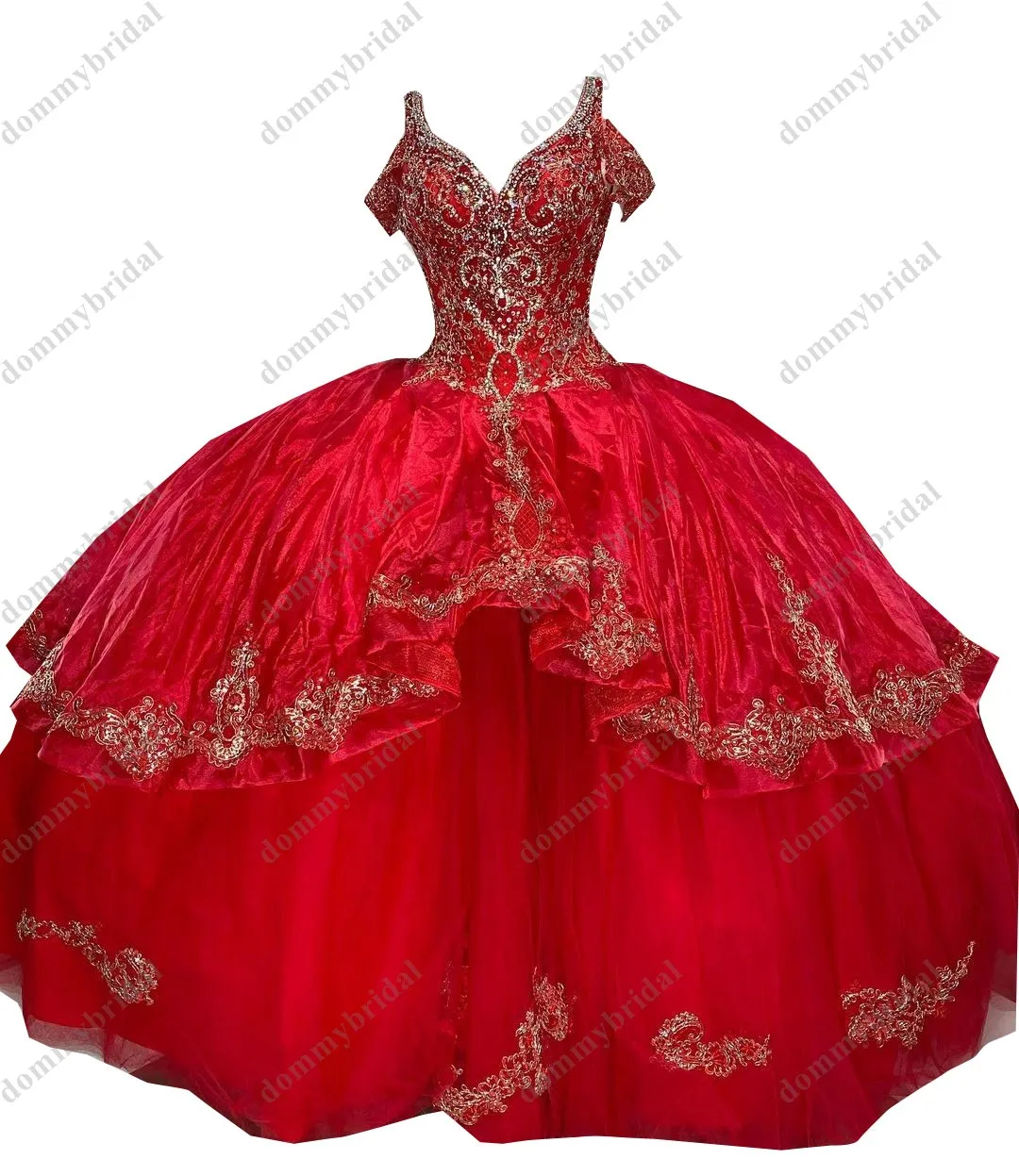 Modesto vermelho boho bola vestido quinceanera formatura vestidos formais rendas de ouro bordado puffy saia com mangas mexicano xv doce 15 16