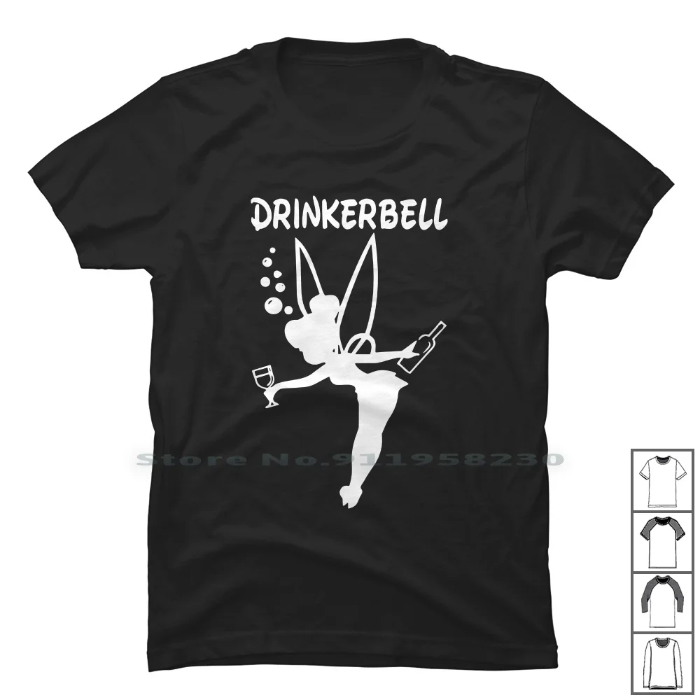 Drinkerbell Fairy Funny T Shirt 100% Cotton Birthday Animals Drinker Humor Fairy Drink Comic Bell Love Geek Fair Fun