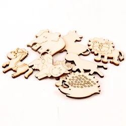 Natual Animal Pattern Wooden Scrapbooking Art Collection Craft for Handmade Accessory Sewing Home Decoration 40mm 20pcs