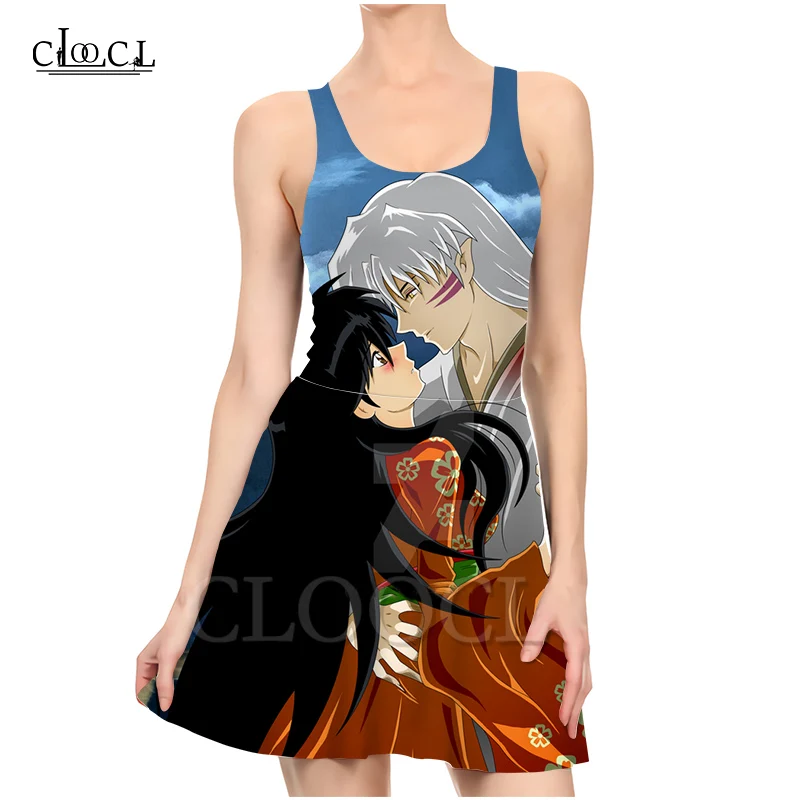 

CLOOCL Japanese Anime Inuyasha Dresses For Women 3D Print Summer Dress Sleeveless Casual Party Sexy Dress