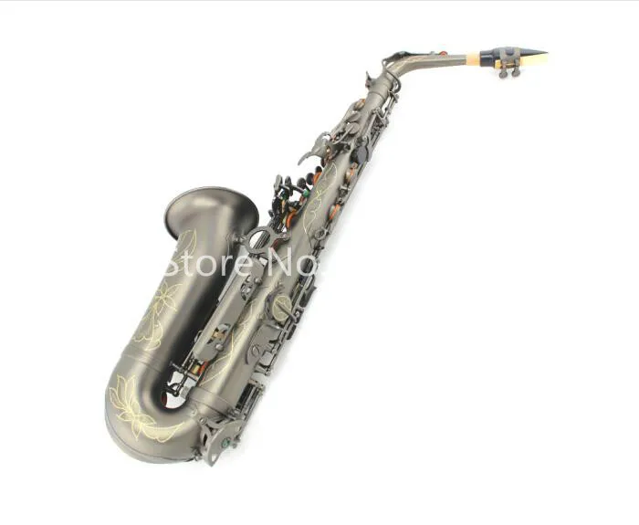 New MARGEWATE MGL-321 Retro Eb Alto Saxophone Unique Matte Black Nickel Plated Carved Surface E Flat Instrument Sax With Case