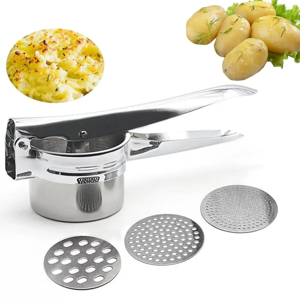 Stainless Steel Potato Ricer Masher Set Heavy Duty Food Presser Baby Food Strainer Manual Lemon Squeezer Citrus Press Juicer