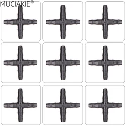 MUCIAKIE 10PCS 1/4'' Cross Connecter for 4/7mm Micro Tubing Hose 4 Ways Barbed Adapter Drip Irrigation Cross Joint Connectors