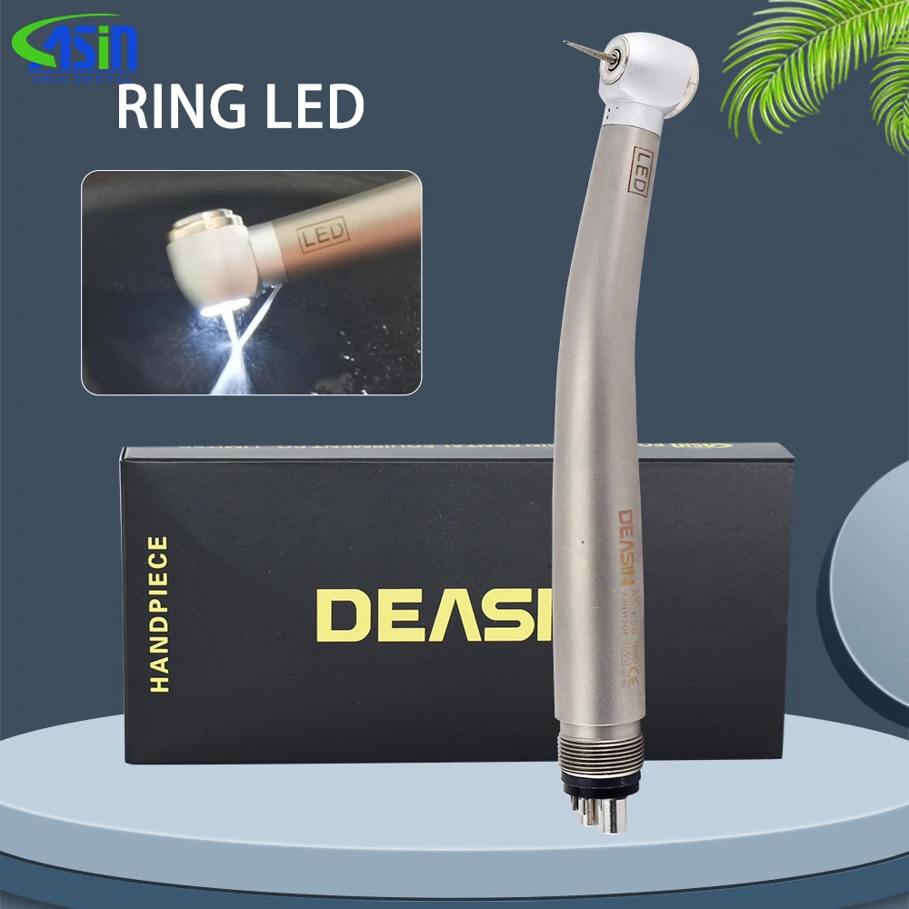 Dental E-Generator Shadowless Ring LED High Speed Ceramic Handpiece 4 / 2 Hole Standard Head Push Button Handpiece