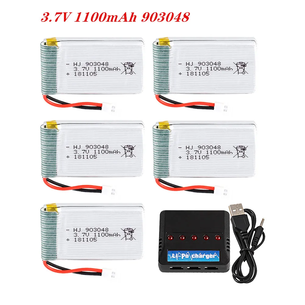 

2/3/4/5pcs 3.7V 1100mAh 903048 Lipo Battery Rechargeable Battery For Syma X5C X5SW M68 Cheerson CX-30 H5C Drone Spare Parts