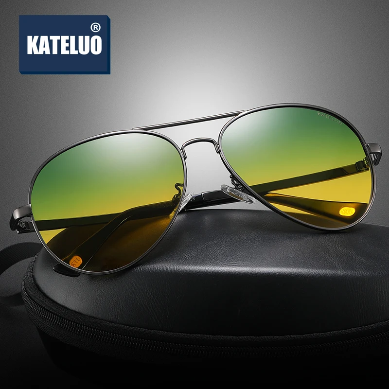 

KATELUO Brand Day Night Vision Goggles Men's Photochromic Sunglasses Anti-glare Glasses for Driving Polarized Car Glasses 7759